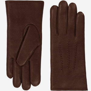Evelyn (brown) - Goatskin leather gloves with soft lambswool lining and touchscreen feature