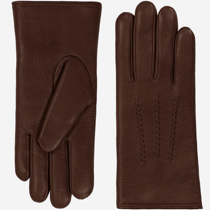 Evelyn (brown) - Goatskin leather gloves with soft lambswool lining and touchscreen feature