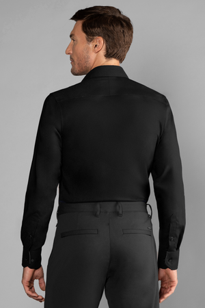 Black Twillory Event Shirt with a clean back design, made from solid fabric, perfect for formal and event wear.