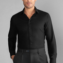 Black Twillory Event Shirt solid front view, stylish men's event shirt with a classic fit and smooth fabric.