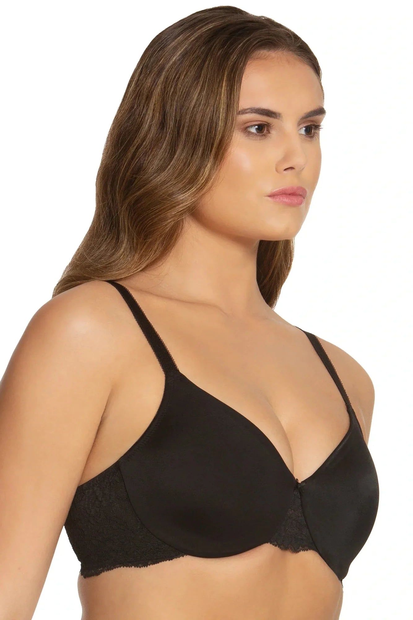 Dominique Lena Black Everyday Hidden Underwire Seamless Lace Minimizer-0