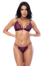 Mapale Bella Eyelash Lace Bralette & String Thong Panty-5