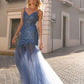 Nox Anabel F1467 Long Sweetheart Sleeveless Tulle Mermaid Gown