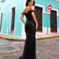 Nox Anabel F1469 Long Cold Shoulder Corset Sequin Fitted Gown