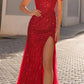 Nox Anabel F1469 Long Cold Shoulder Corset Sequin Fitted Gown