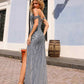 Nox Anabel F1469 Long Cold Shoulder Corset Sequin Fitted Gown