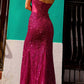 Nox Anabel F1470 Long Strapless Pointed Sweetheart Neck Sequin Gown
