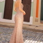 Nox Anabel F1470 Long Strapless Pointed Sweetheart Neck Sequin Gown