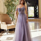 Nox Anabel F1567 Embroidered A-Line Sheer Boned Waistline Dress