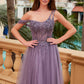 Nox Anabel F1567 Embroidered A-Line Sheer Boned Waistline Dress