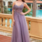 Nox Anabel F1567 Embroidered A-Line Sheer Boned Waistline Dress