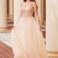 Nox Anabel F1567 Embroidered A-Line Sheer Boned Waistline Dress