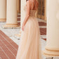 Nox Anabel F1567 Embroidered A-Line Sheer Boned Waistline Dress