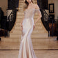 Nox Anabel F1568 Satin Beaded Off-Shoulder Boned Waistline Dress