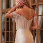 Nox Anabel F1568 Satin Beaded Off-Shoulder Boned Waistline Dress