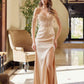 Nox Anabel F1571 Fringed Off-Shoulder Sequin Sweetheart Neckline Dress