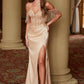 Nox Anabel F1571 Fringed Off-Shoulder Sequin Sweetheart Neckline Dress