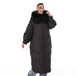 Genuine Silver Fox Fur Trim Down Coat
