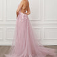 Nox Anabel F485 Lace and Beads Mermaid Gown Chiffon Overskirt