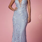 Nox Anabel F485 Lace and Beads Mermaid Gown Chiffon Overskirt