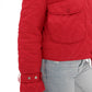 Studded Light Demi-Season Hooded Cropped Jacket in Red