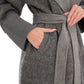 Boston Genuine Silver Fox Cashmere Blend Double-Face Coat in Grey Melange