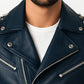 Aiden Blue Leather Jacket - Men Leather Jacket Blue