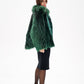 Reversible Genuine Silver Fox  Down Fill Coat in Emerald