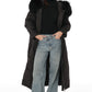 Genuine Silver Fox Fur Trim Down Coat