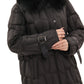 Riley Genuine Fur Trim Down Fill Coat in Black