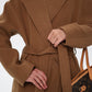 Cambridge Comfort Wraparound Wool Cashmere Coat in Dark Camel
