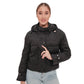 Studded Light Demi-Season Hooded Cropped Jacket in Black