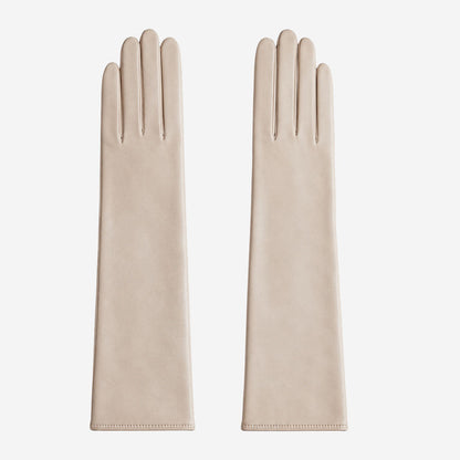 Leonora (cream) - Italian cashmere lined 6-button length leather gloves