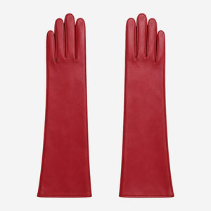Leonora (deep red) - Italian cashmere lined 6-button length leather gloves