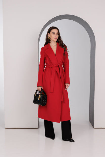 Astoria Classic red wraparound wool blend overcoat by Alaska® Outerwear Company