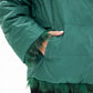 Reversible Genuine Silver Fox  Down Fill Coat in Emerald