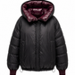 Reversible Hooded Bio-Down Jacket in Burgundy/Black