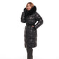 Cyrus Genuine Fur Trim Down Fill Coat in Black