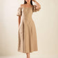 Taupe woven midi dress by Flying Tomato featuring a stylish, relaxed fit perfect for casual or semi-formal wear.