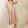 PROTECTING MY PEACE TAUPE WOVEN MIDI DRESS - TAUPE