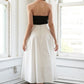 Black woven midi dress from Flying Tomato's Blissful Breeze collection, featuring a relaxed fit and stylish design.
