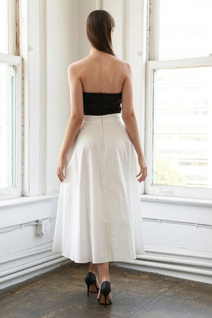 Black woven midi dress from Flying Tomato's Blissful Breeze collection, featuring a relaxed fit and stylish design.