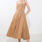 Flying Tomato Proof of Perfection woven midi dress in camel color, featuring a stylish and comfortable design.