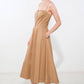 Flying Tomato proof of perfection woven midi dress in camel color, stylish and comfortable for casual or dressy occasions.