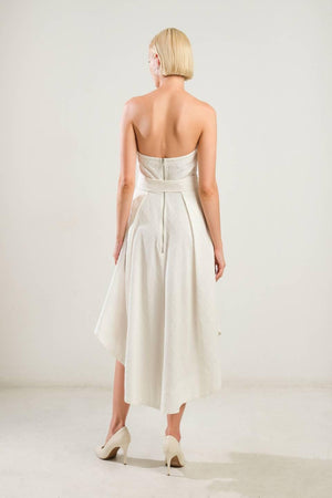 Flying Tomato Life's Compass woven midi dress in white, featuring a relaxed fit and stylish design, perfect for casual wear.
