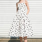 Flying Tomato Harmony Horizon woven midi dress in white, featuring a relaxed fit and elegant design, perfect for casual or dressy occasions.