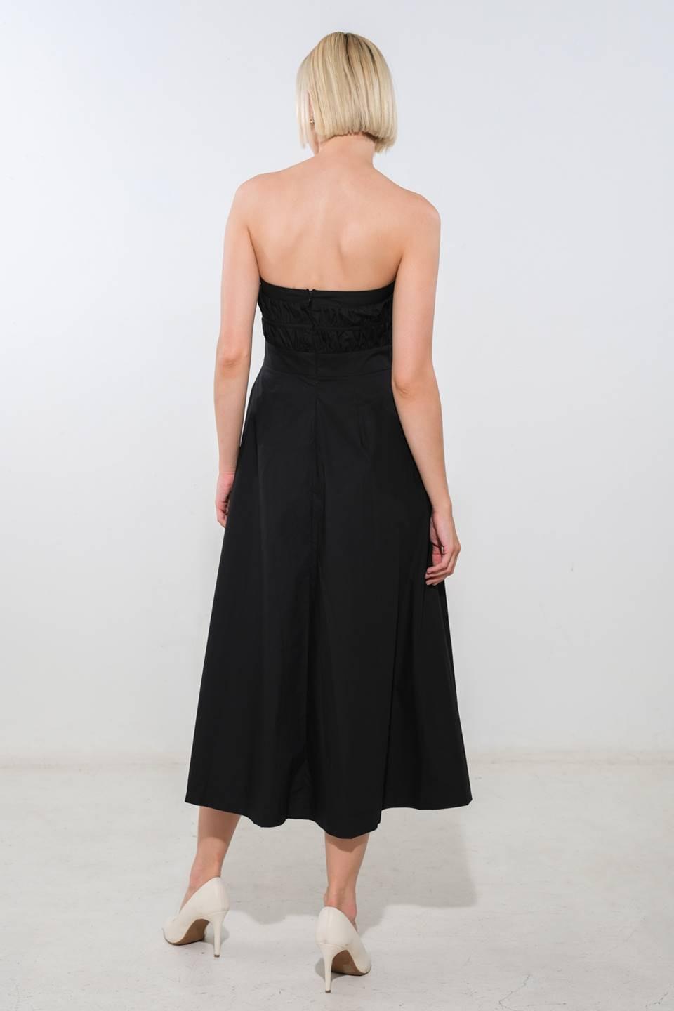 Black Mystic Muse woven midi dress by Flying Tomato, featuring a flowing fabric and stylish design, perfect for casual or dressy occasions.