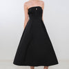 MYSTIC MUSE WOVEN MIDI DRESS - BLACK