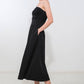 Black Mystic Muse woven midi dress by Flying Tomato, flowing fabric with intricate woven pattern, stylish and comfortable for any occasion.