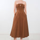Flying Tomato Mystic Muse woven midi dress in mocha, showcasing its elegant, flowing fabric and stylish design.